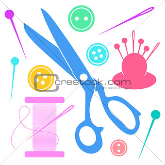 Colorful sewing icons collection