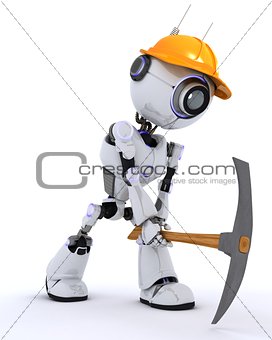 Robot builder with a pickaxe