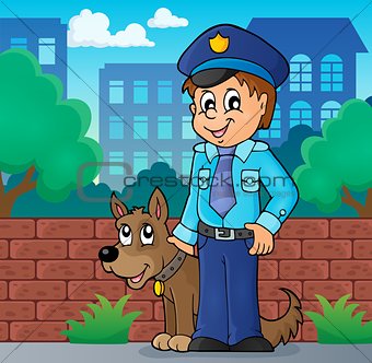 Policeman with guard dog image 2