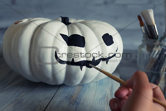 Preparing halloween decorations