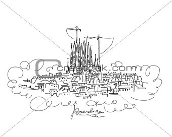 Barcelona cityscape, sketch for your design