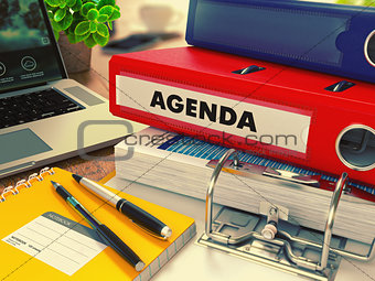 Red Office Folder with Inscription Agenda.