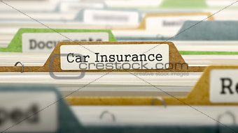 File Folder Labeled as Car Insurance.