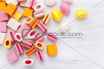 Delicious sweet candy with copy space 