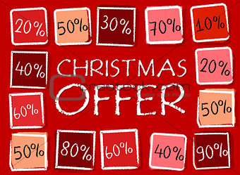 christmas offer and percentages in squares - retro red label