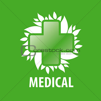 vector logo green cross and leaves