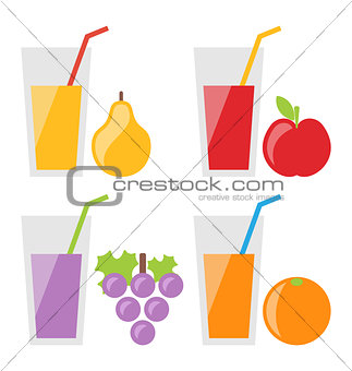 Set of Fresh Fruit Juices