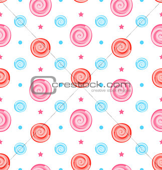 Colorful Seamless Pattern with Lollipops, Swirl Sweets