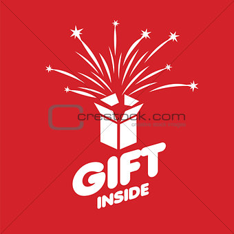 Abstract vector logo box with fireworks