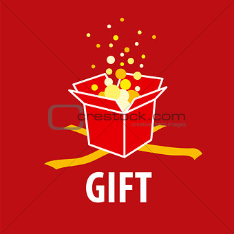 Abstract vector logo gift on a red background