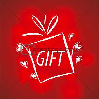 Abstract vector logo for gifts on a red background