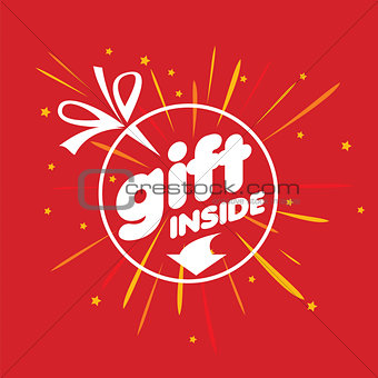 Round vector logo for gifts with fireworks