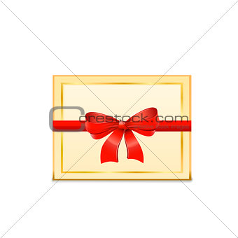 Blank Gift Card and red bow. Vector