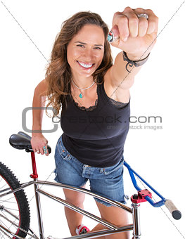 Mountain Biker Showing Fist