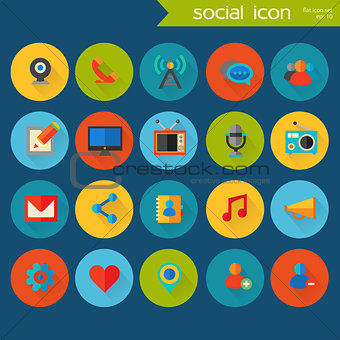 Trendy detailed social icon set