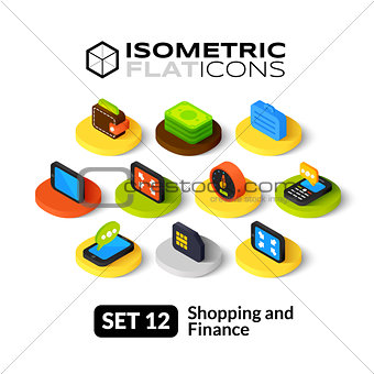 Isometric flat icons set 12