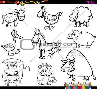 farm animals set coloring book