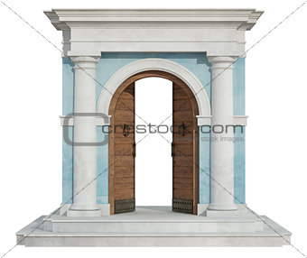 Classic portal with open door