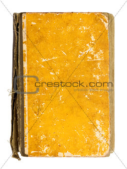 old vintage yellow book on an isolated white background
