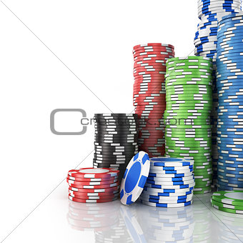 Stacks of poker chips.