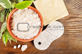 Bath salt and pumice stone