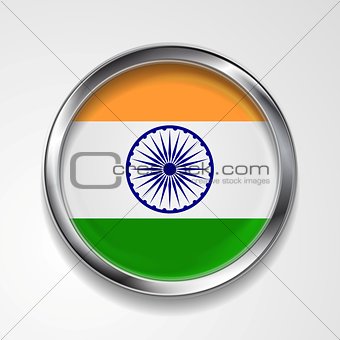 Republic of India metal button flag