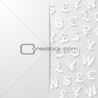 Abstract background with currency symbols. Vector illustration.