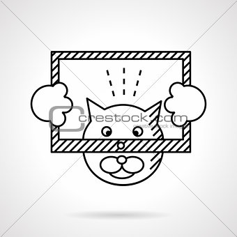 Cat with frame flat line vector icon