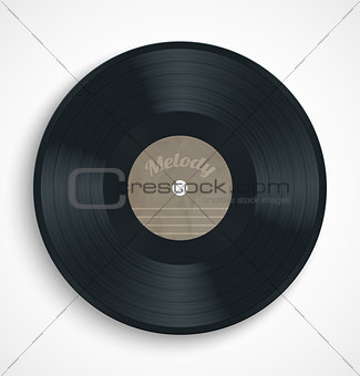 Black vinyl record album disc with blank brown label