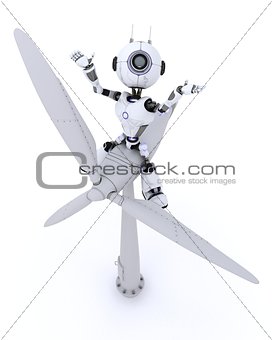 Robot with wind turbine