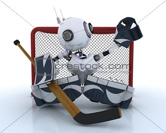 Robot playing ice hockey