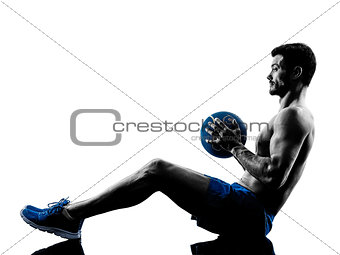 man exercising fitness weights silhouette