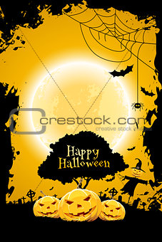 Halloween Background with Pumpkin and Scarecrow