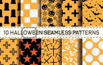 Set of 10 halloween seamless patterns
