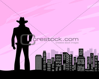 Sheriff at city background