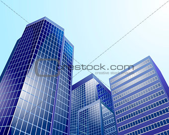 Modern city on sky background