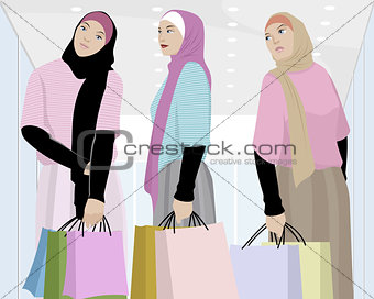 Muslim girls shopping