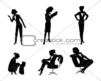 Six businesswomen silhouettes
