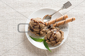 Top view chocolate ice cream