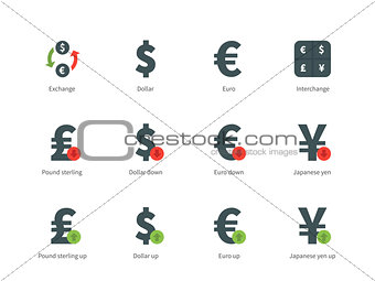 Currency Exchange color icons on white background.