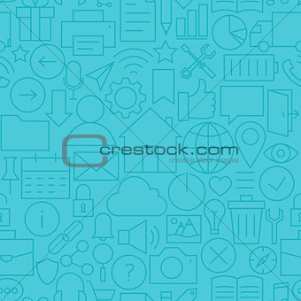 Thin Line Web and Mobile User Interface Seamless Blue Pattern
