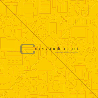 Thin Line Website Mobile User Interface Seamless Yellow Pattern