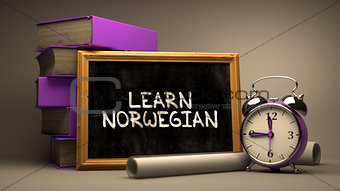 Learn Norwegian - Chalkboard with Hand Drawn Text.