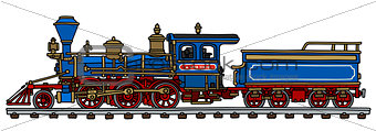 Classic blue american steam locomotive