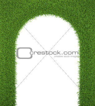 Frame made of green grass isolated on white background