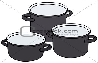Old black pots
