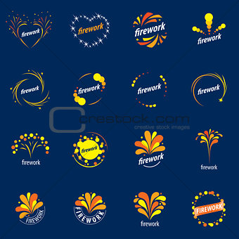 set of vector logos for fireworks