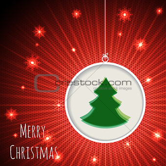 Christmas greeting card with bursting snowflakes and green chris