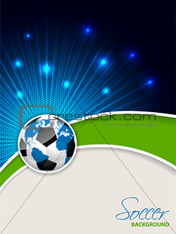 Abstract soccer brochure with bursting map ball