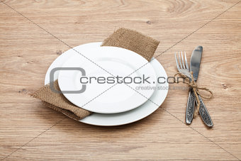 Empty plate and silverware set